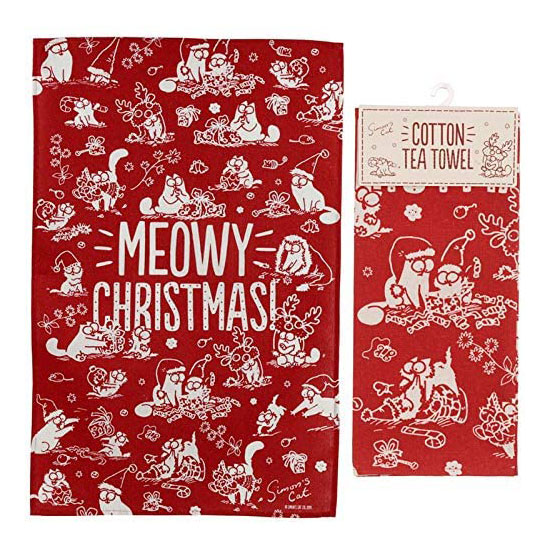 Simon's Cat Meowy Christmas Poly Cotton Tea Towel